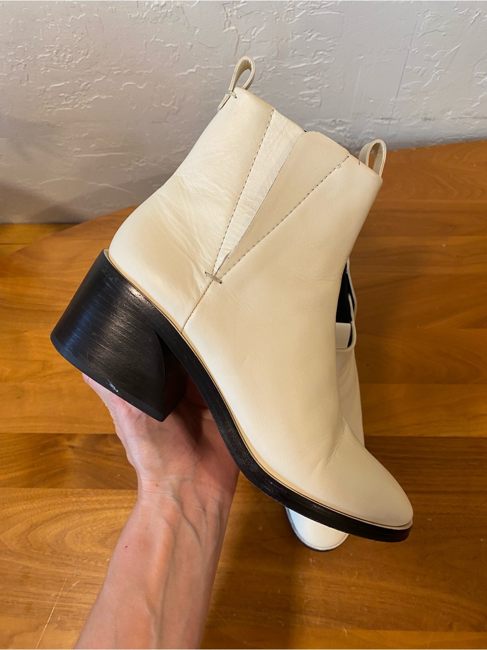 Mercedes Castillo “Xandra” Cream Leather Ankle Boots - Women's Chelsea Style